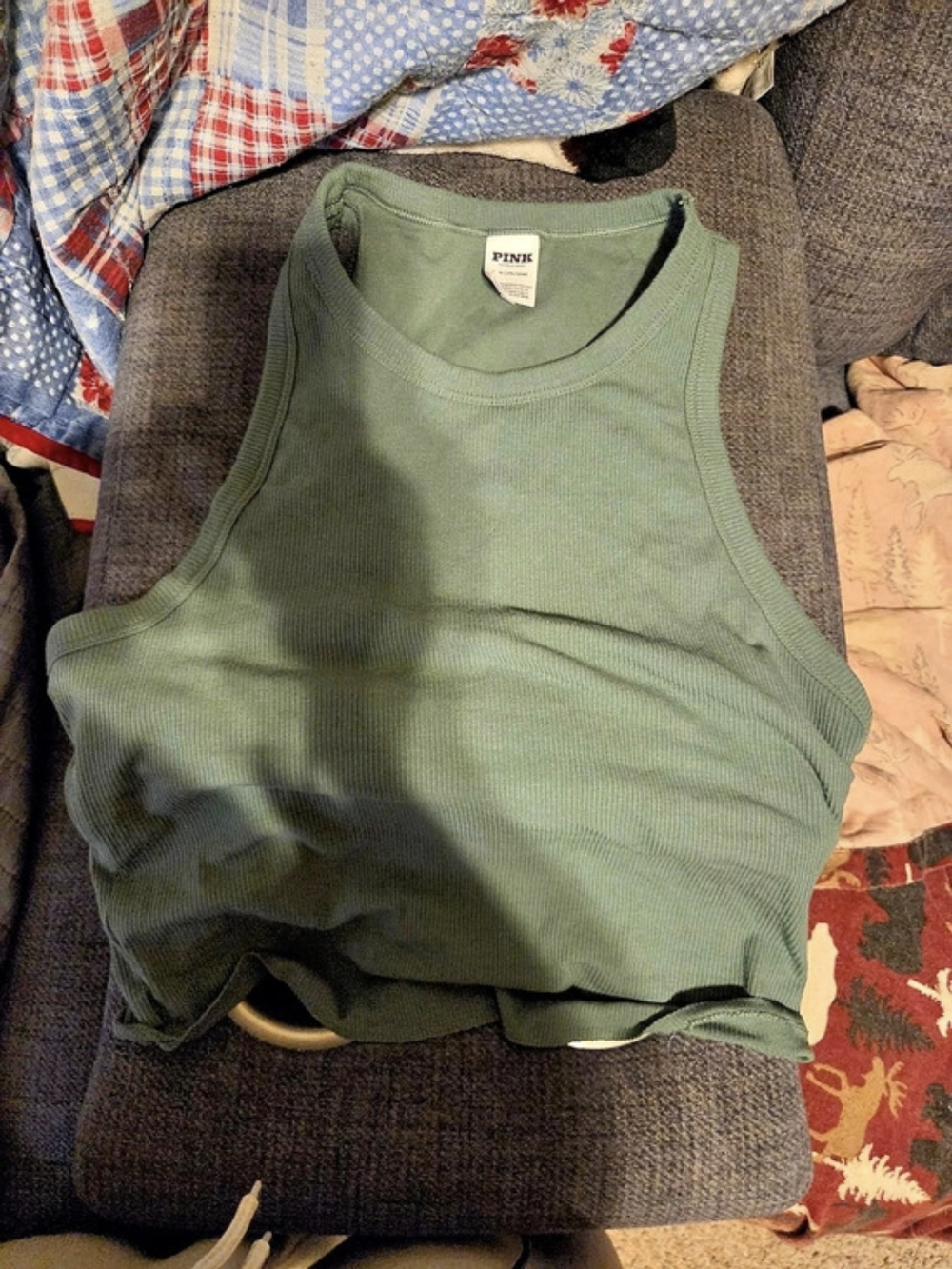 PINK Tank Top Green Size Large